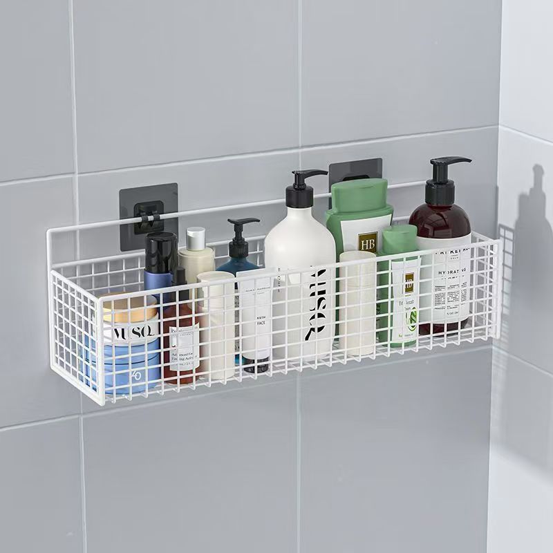 Venta al por mayor Baño de almacenamiento rack ponche-libre de almacenamiento de baño rack rejilla de almacenamiento de cocina estante de hierro cesta colgante cesta