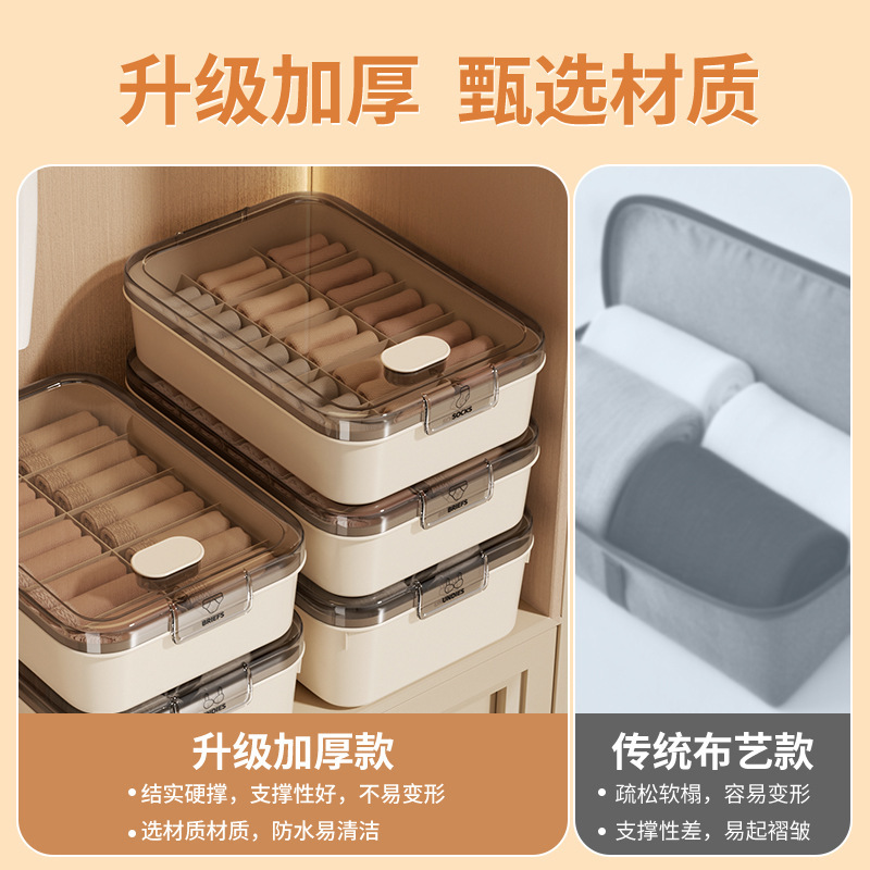 下着収納ボックス家庭用プラスチックコンパートメントオーガナイザー寝室寮バスルームワードローブスリーインワン収納ボックス|undefined