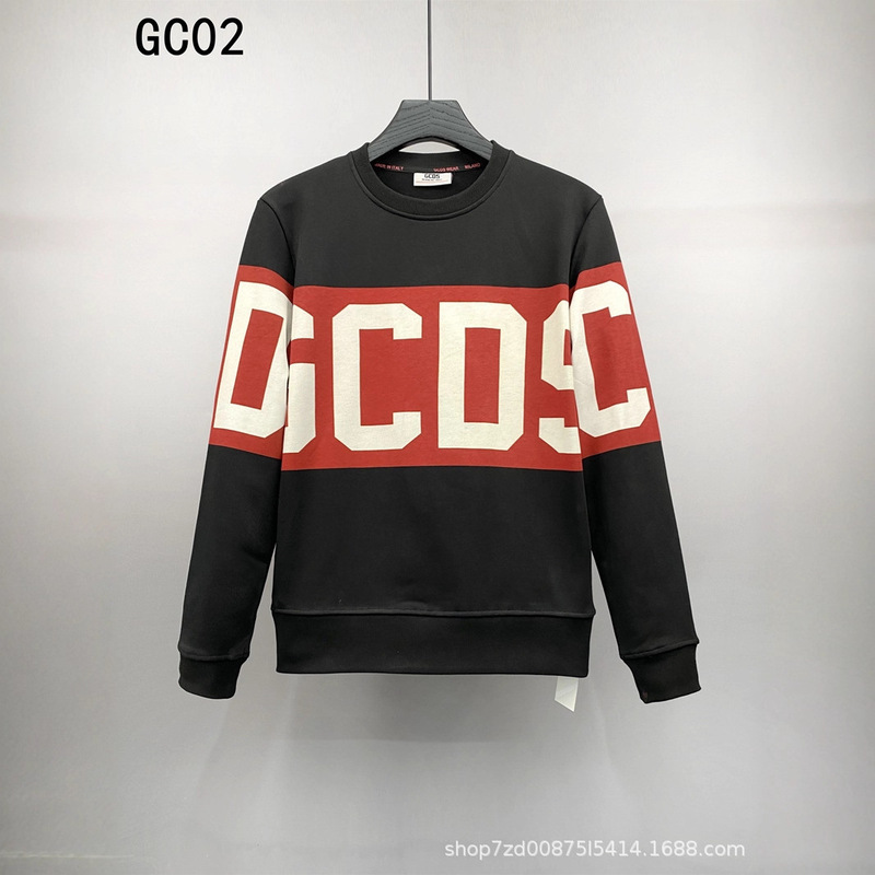 Gc02 Men's Sweatshirt Gcds Letter Double-Sided Printing Cross-Border European and American Trendyy Autumn Slim Long-Sleeved Round Neck Pullover Gc02 Men's Sweatshirt Gcds Letter Double-Sided Printing Cross-Border European and American Trendyy Autumn Slim Long-Sleeved Round Neck Pullover