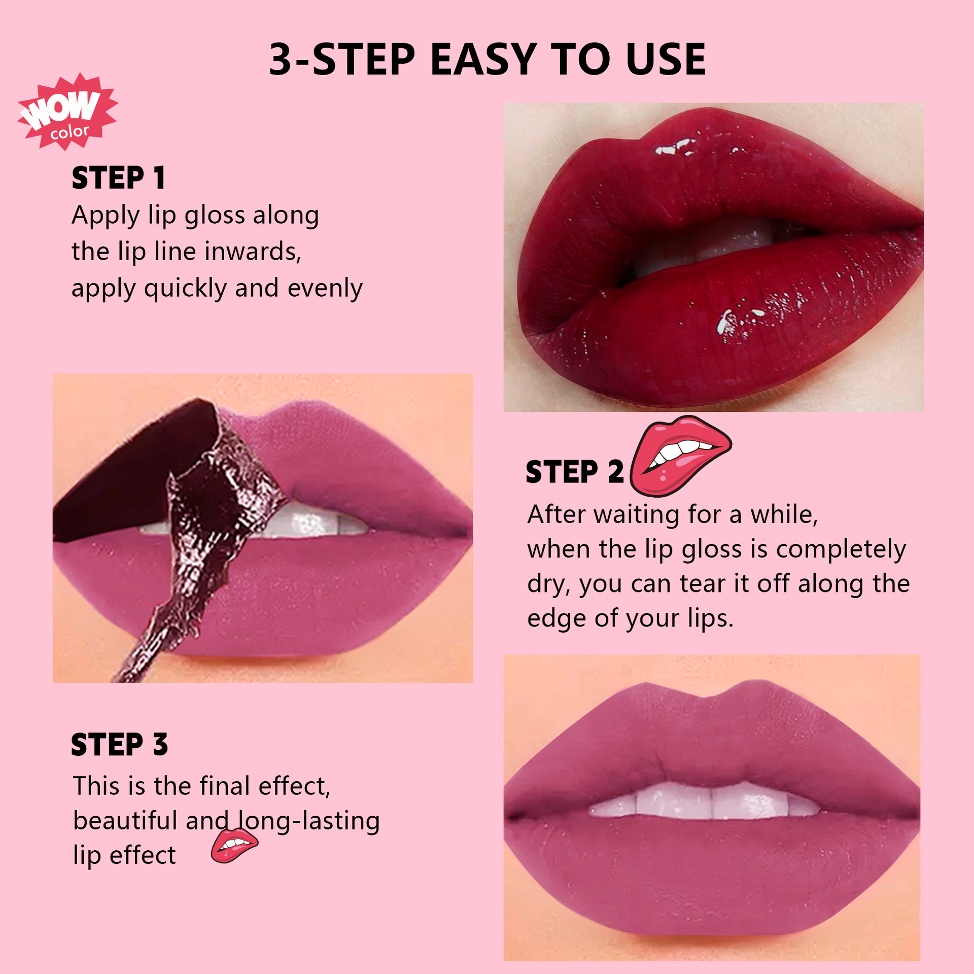 SHCOETY peel-off lipstick, Moisturizing lip mask, lip gloss, stretch, waterproof, non-fading, non-stick, Sexy lip gloss, cross-border undefined
