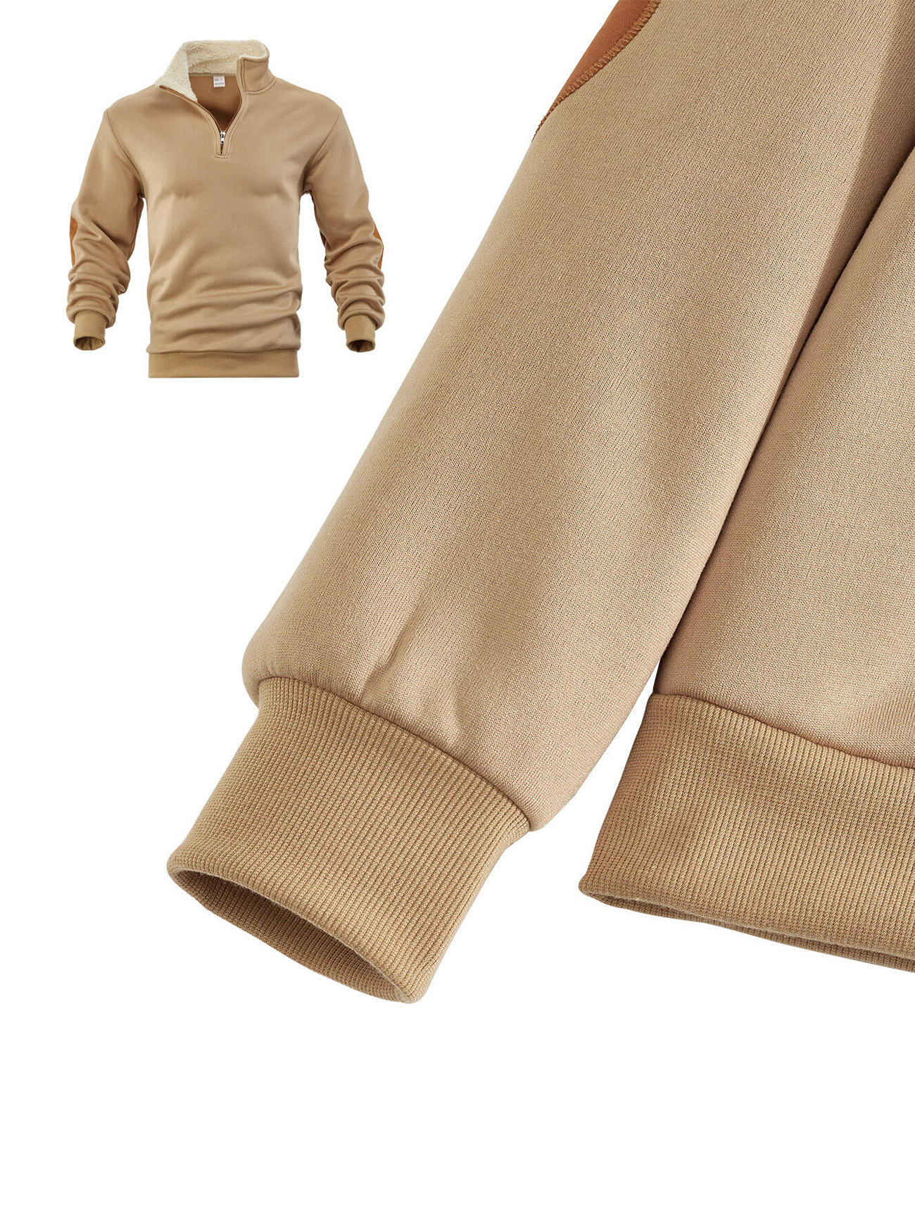 Retro Half Zip Sweatshirt For Men With Patchwork Embroidery_voghion.com