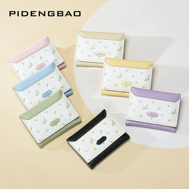 Wallet, thin Korean style compact wallet, 10.8 × 8.8 × 2.5 cm, multi-color options