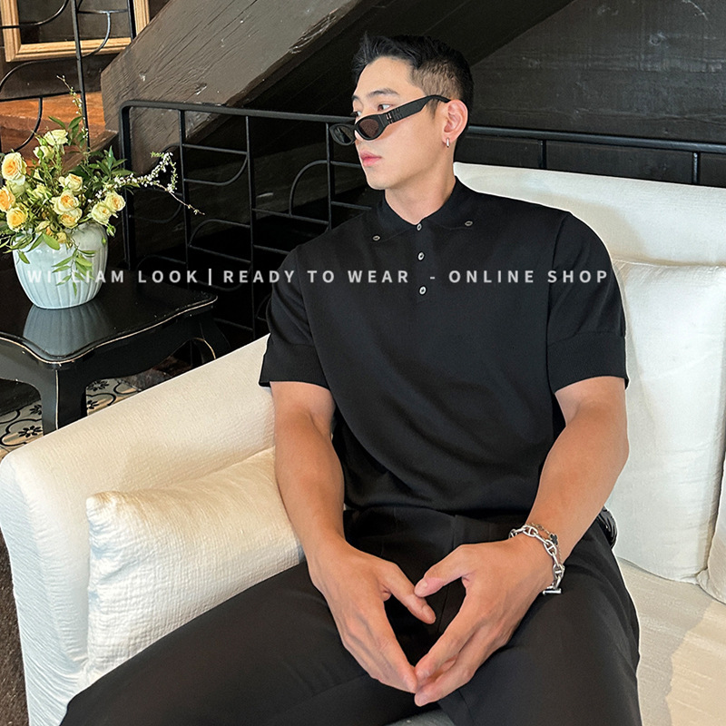 POLO衫翻领短袖针织衫男纽扣英伦商务修身夏季冰丝潮外贸跨境批发|undefined