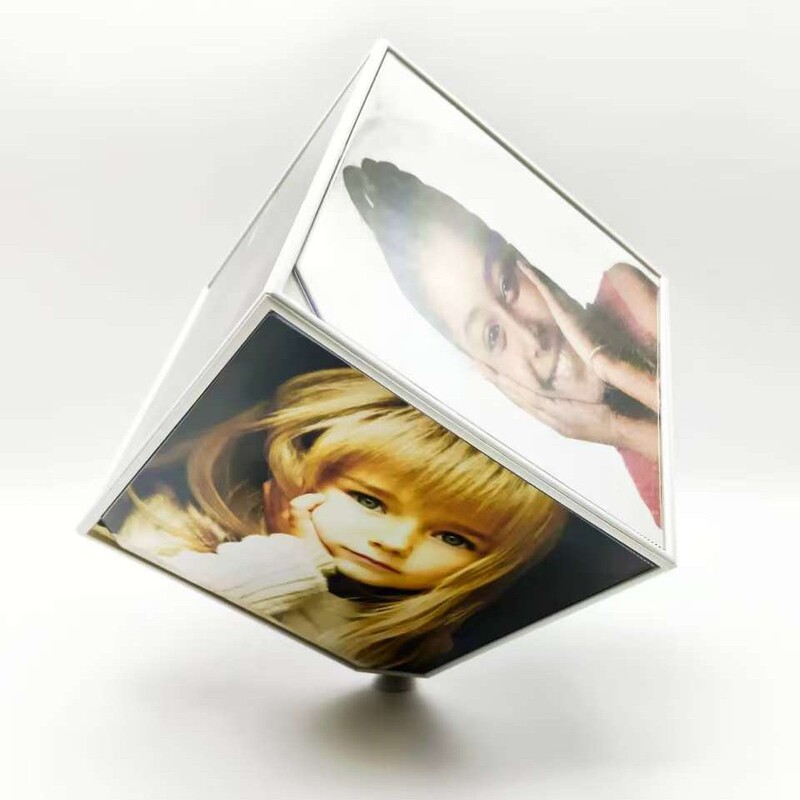 Rubik's Cube Photo Frame 360 Degree Rotating Ornaments Cube Fashion Creative Acrylic Pendulum Electric Factory Outlet