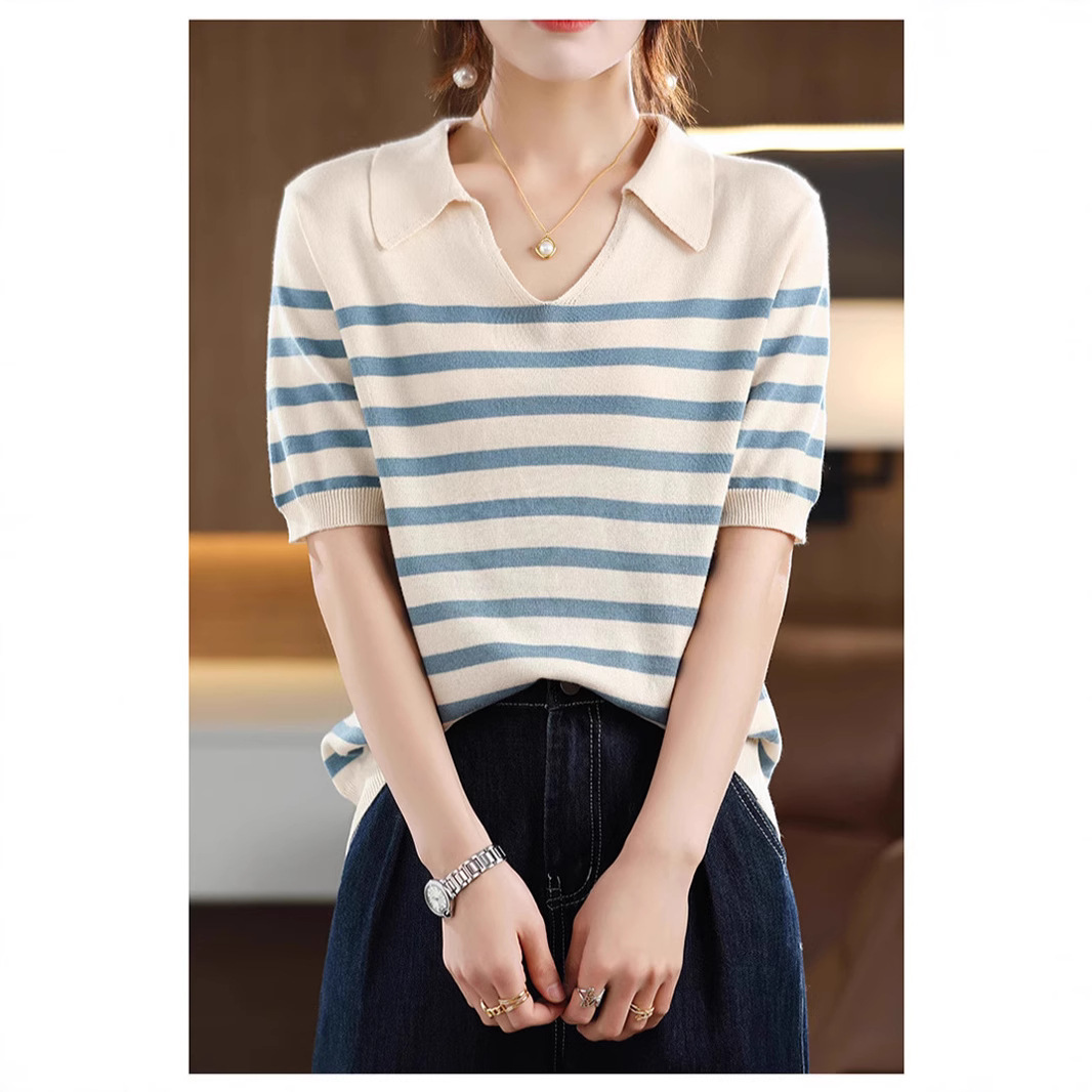 cotton summer thin fashionable comfortable knitted short sleeve…