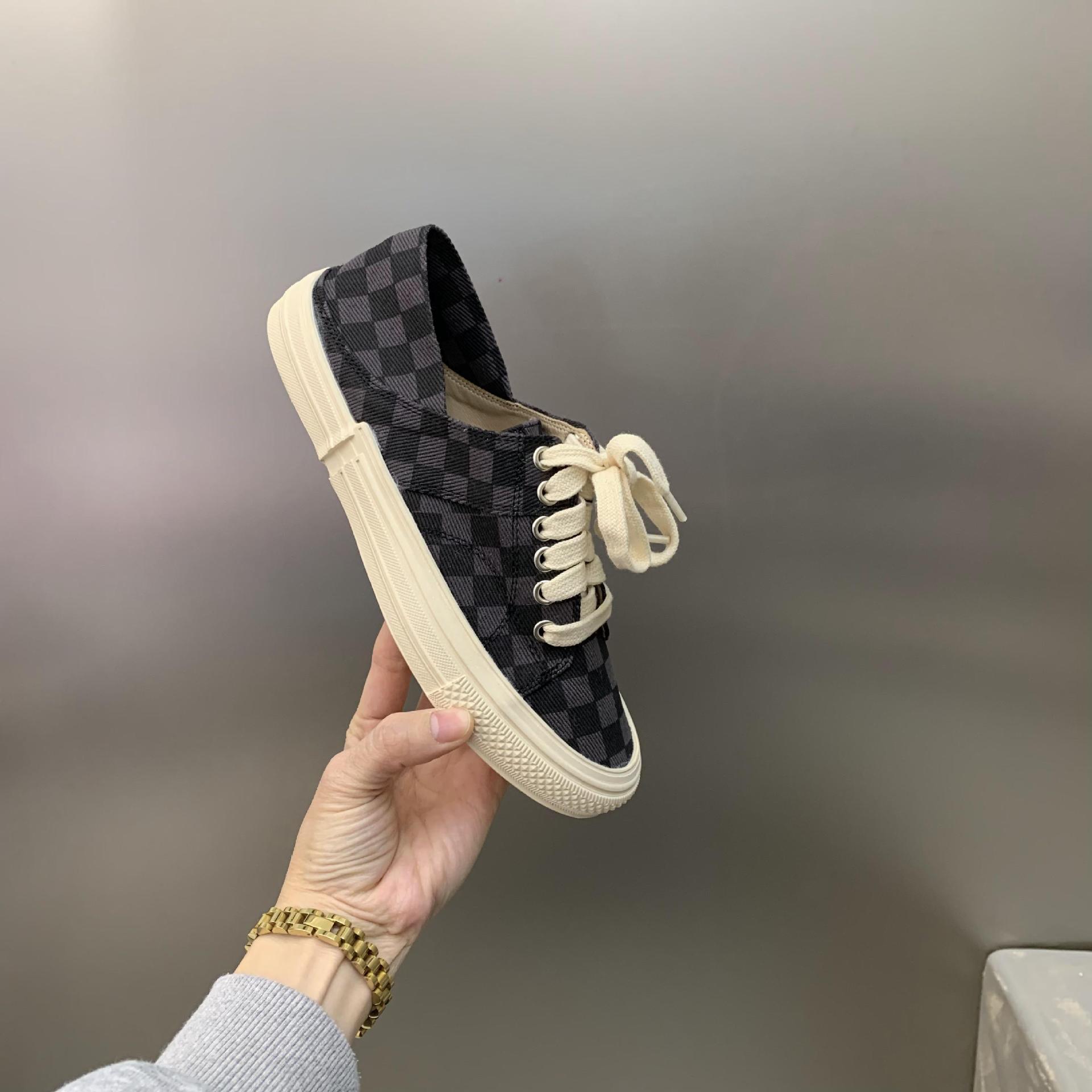 2024 South Korean Spring Edition New Two in One Thick soled Canvas for Women, Heels, Stepping on Half Trailer Casual_voghion.com