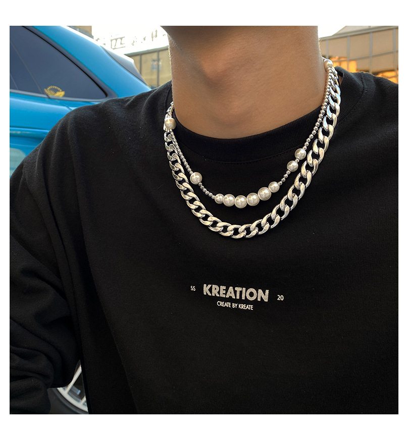 Miesten kaulakoru, yksinkertainen ja monipuolinen, kuubalainen riipus, niche-design, hip hop punk riipus, trendikäs solisluuketju, diskotarvikkeet_voghion.com