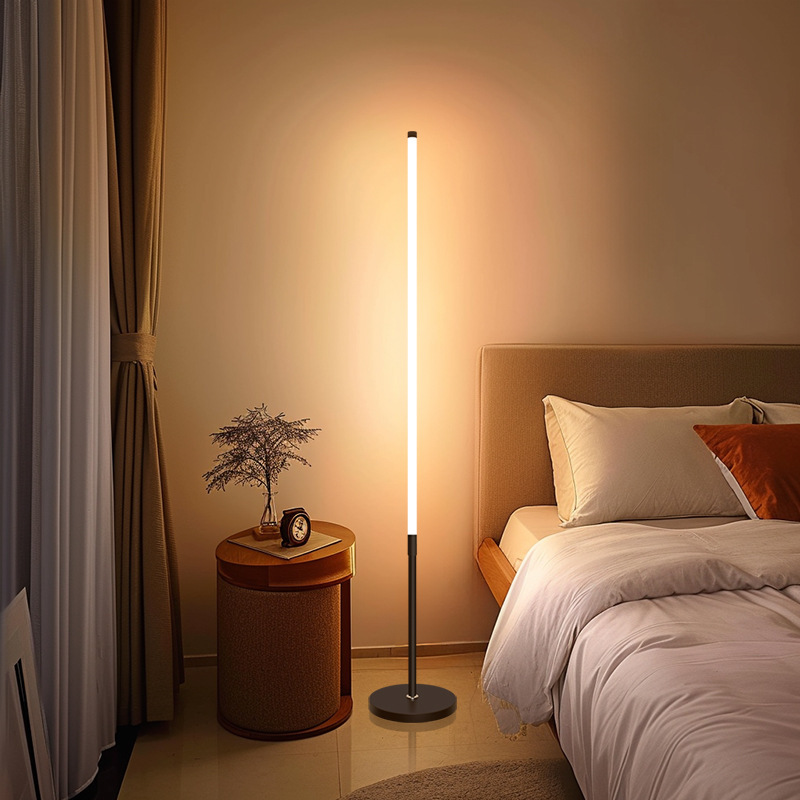 フロアランプインシンプルな北欧 LED リビングルームベッドルーム垂直テーブルランプベッドサイドランプ壁コーナーインターネット有名人の目の保護雰囲気ライト|undefined