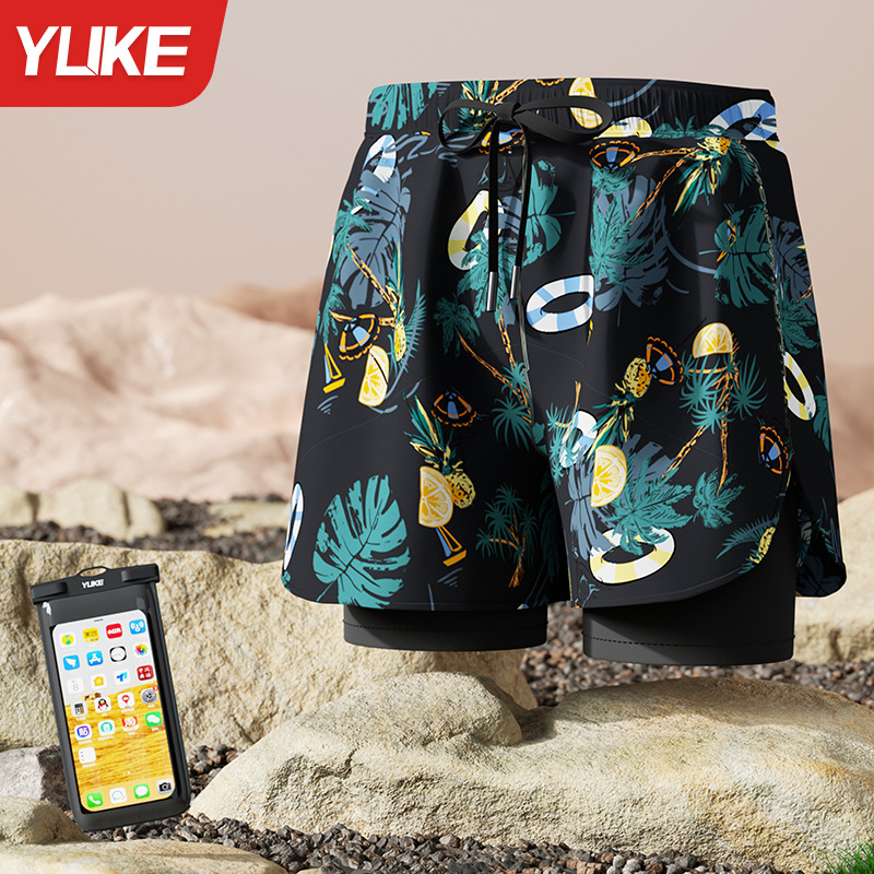 Black and blue (swimming trunks + mobile phone bag)