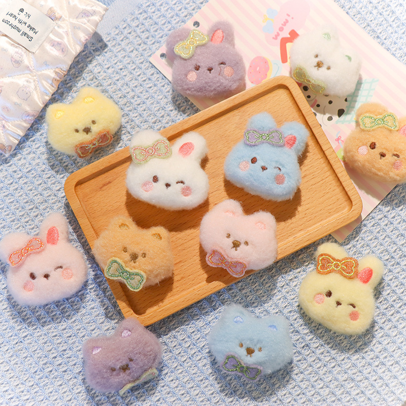 かわいいリボンバニーとクマのぬいぐるみアクセサリー diy ヘアアクセサリーヘアピンバッグブローチ服装飾アクセサリー|undefined
