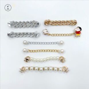 Cross-Border Clog Shoe Accessories Ins Pearl Chain Rhinestone Imitation Metal Shoe Charms Xiaohongshu Accessories Ins-Style Shoe Decorations