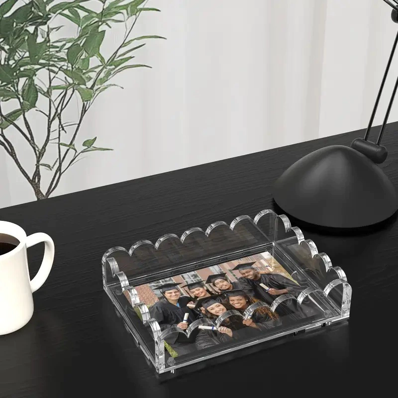 Cross-border Scalloped Acrylic Tray Transparent Scalloped Acrylic Tray Photo Frame Magnetic Photo Frame Pallet