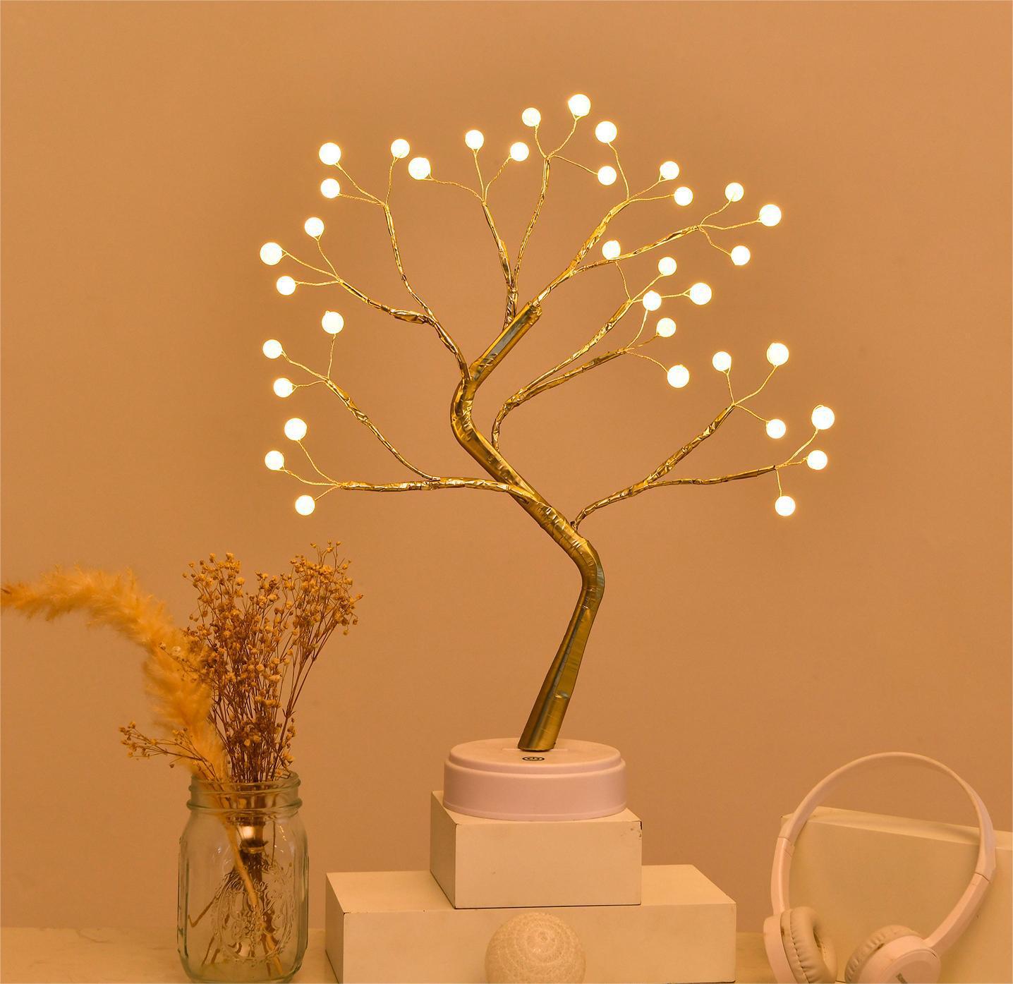 Navidad transfronteriza atmósfera de modelado LED estrella de decoración lámpara base caja de baterías USB estrella de perla lámpara de árbol