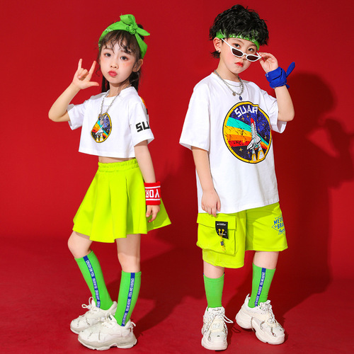 Children Singer rapper Hip hop street jazz dance costumes cheerleading costumes boy hip-hop clothing hip-hop suit children's costumes 