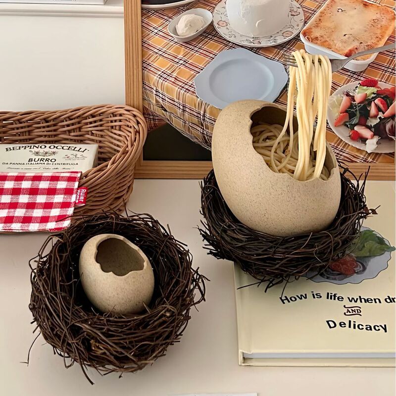 Xiaohongshu same style eggshell shape tableware creative bird nest Bird Nest dessert bowl cold drink barbecue restaurant instant noodle bowl plate
