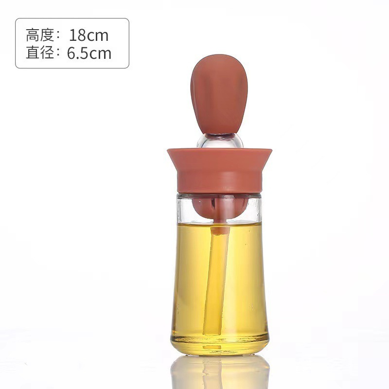計量ブラシオイルボトルシリコーンオイルブラシキッチン家庭用逆さブラシ一体型ガラスオイルポットバーベキューエアフライヤーブラシオイルボトル|undefined