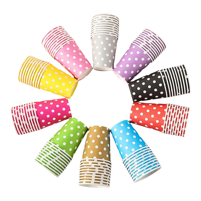 Polka dot disposable thickened cup for home use, colorful cup for soy milk, gilded hot-stamping party wholesale
