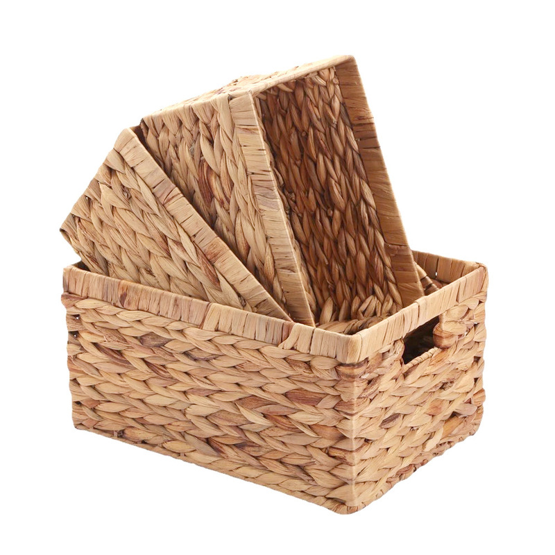 Cross-Border Dropshipping Gourd Grass Handle Woven Storage Basket Flower Edge Rattan Storage Basket Desktop Coffee Table Cabinet