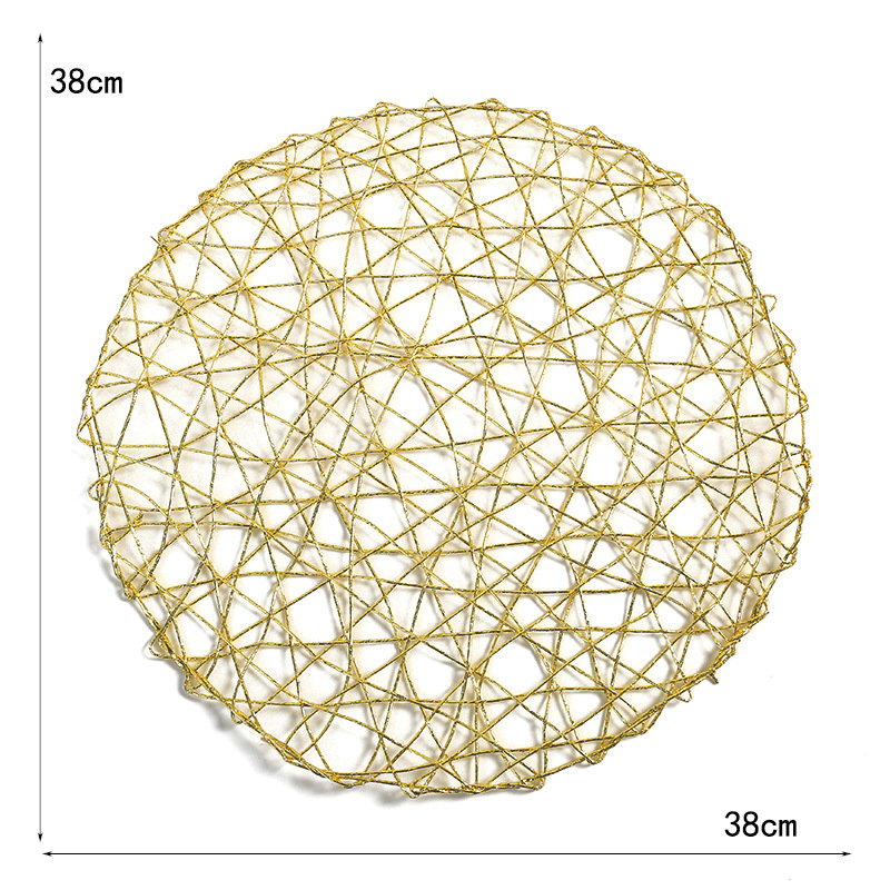 Creatividad transfronteriza hueco tejido almohadilla aislante de dorado alambre entrelazado almohadilla de mesa de comedor occidental almohadilla de mesa