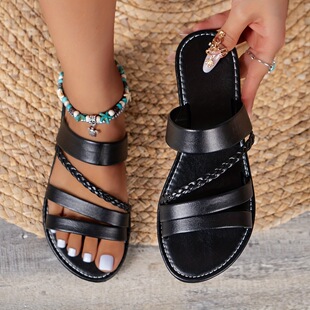 B 31282 Flat Weave Slip-On Slippers ����ƽ����Ь �W���羳