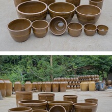 水缸家用储水用老式陶土花盆庭院鱼缸造景腌菜缸发酵缸荷花缸酱缸