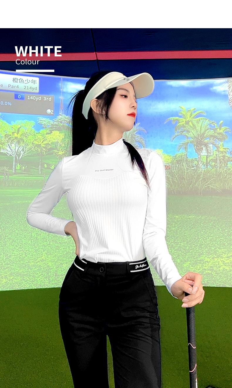 Áo thun dài tay nữ cổ tròn thể thao golf nhẹ thoáng mát — YF737 [Áo sơ mi trắng POLO, YF737 [Áo sơ mi trắng đen POLO chi tiết 13