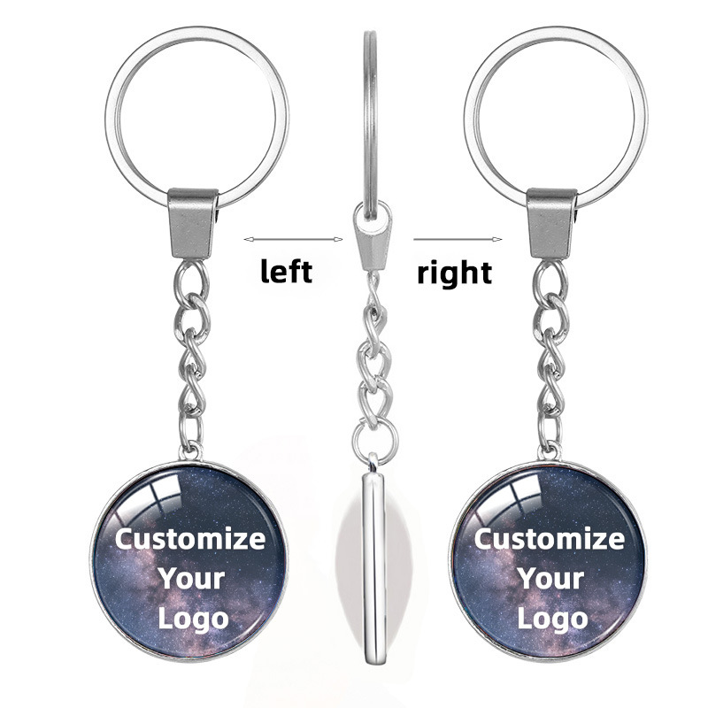 Double-Sided Custom Logo Alloy Keychain with Time Capsule Gemstone, Versatile and Trendy Accessory for Everyday Use