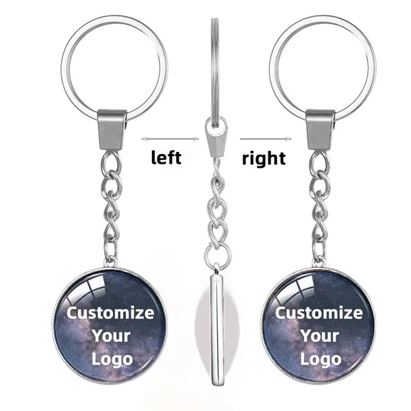 Double-Sided Custom Logo Alloy Keychain with Time Capsule Gemstone, Versatile and Trendy Accessory for Everyday Use