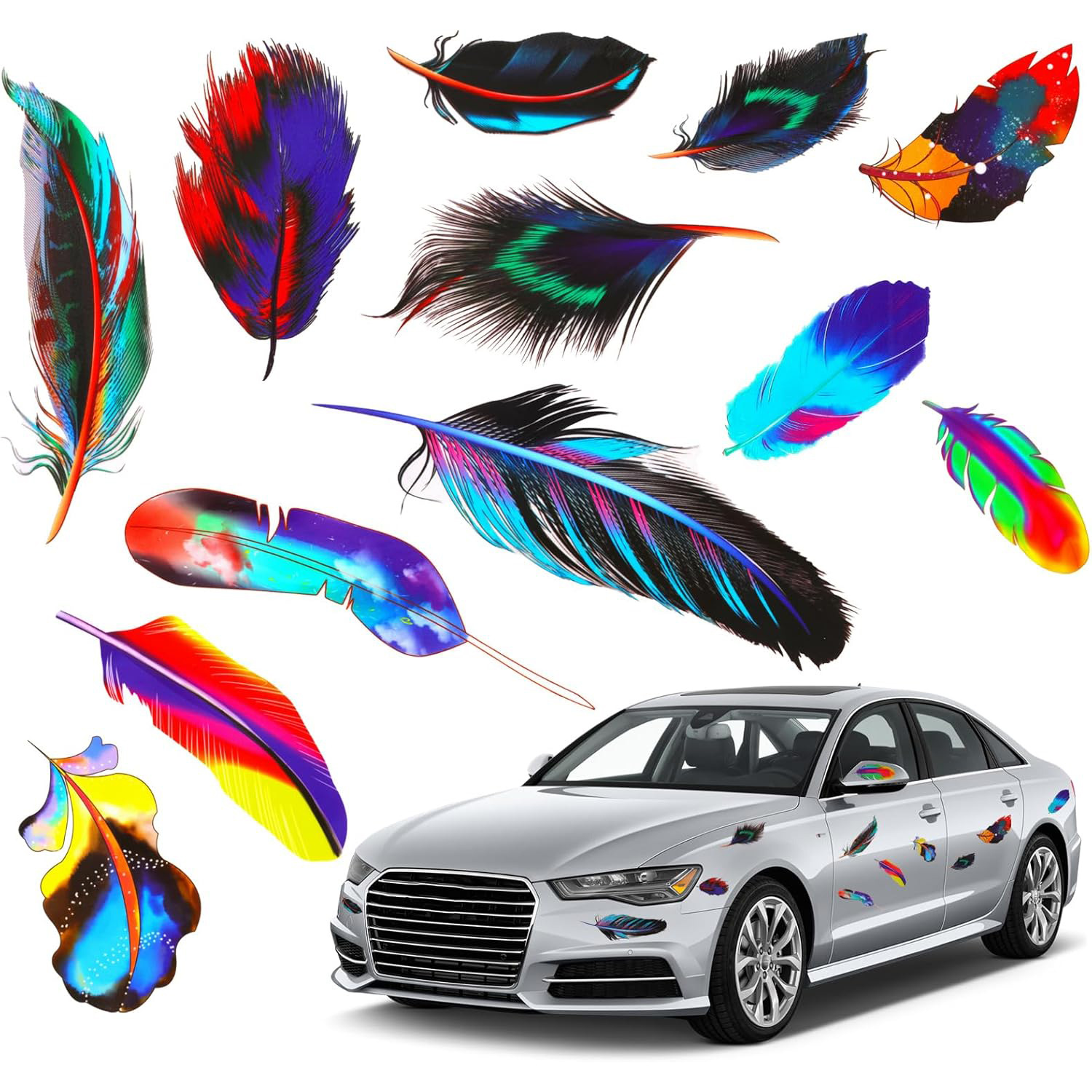 Amazon nuevo pegatinas de plumas para automóviles decoración de automóviles pegatinas de pared de vinilo pegatinas de maleta