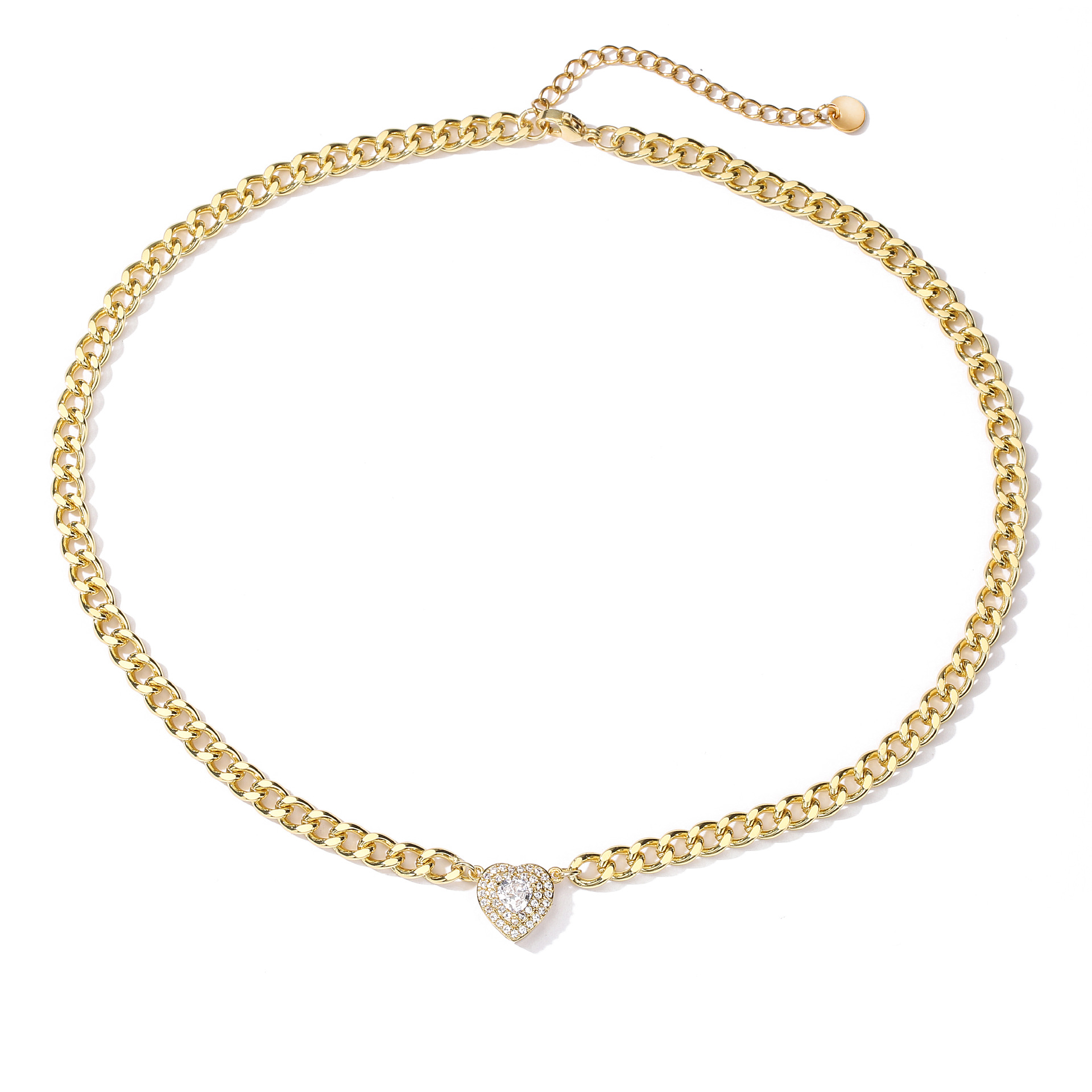 fashion new style Heart Shaped copper inlaid Zircon pendant Necklace