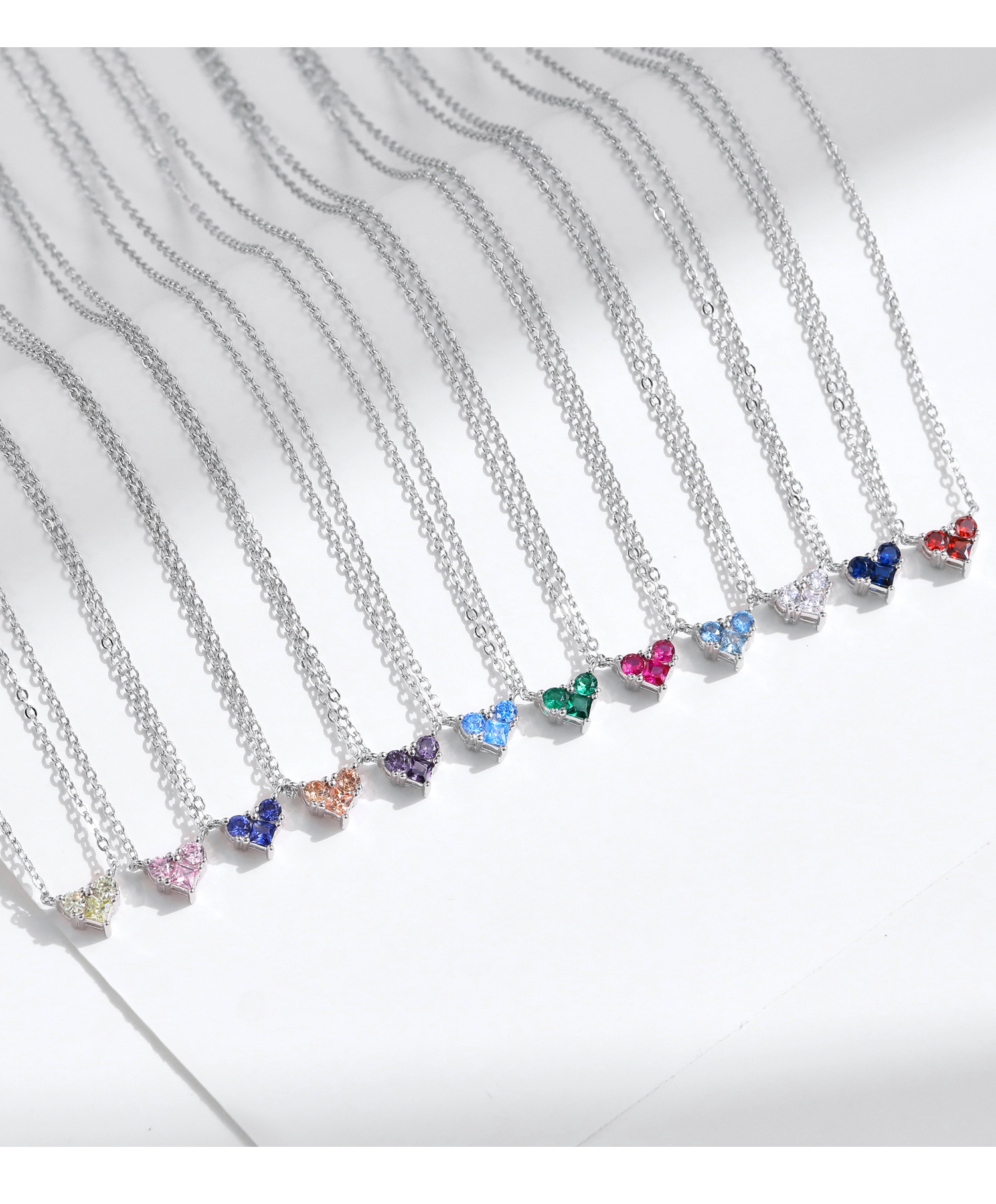 1 Pieza Plata De Ley 925 Forma De Corazón Piedra Del Zodíaco Plata De Ley 925 Cadena Portacables Collar Colgante display picture 5