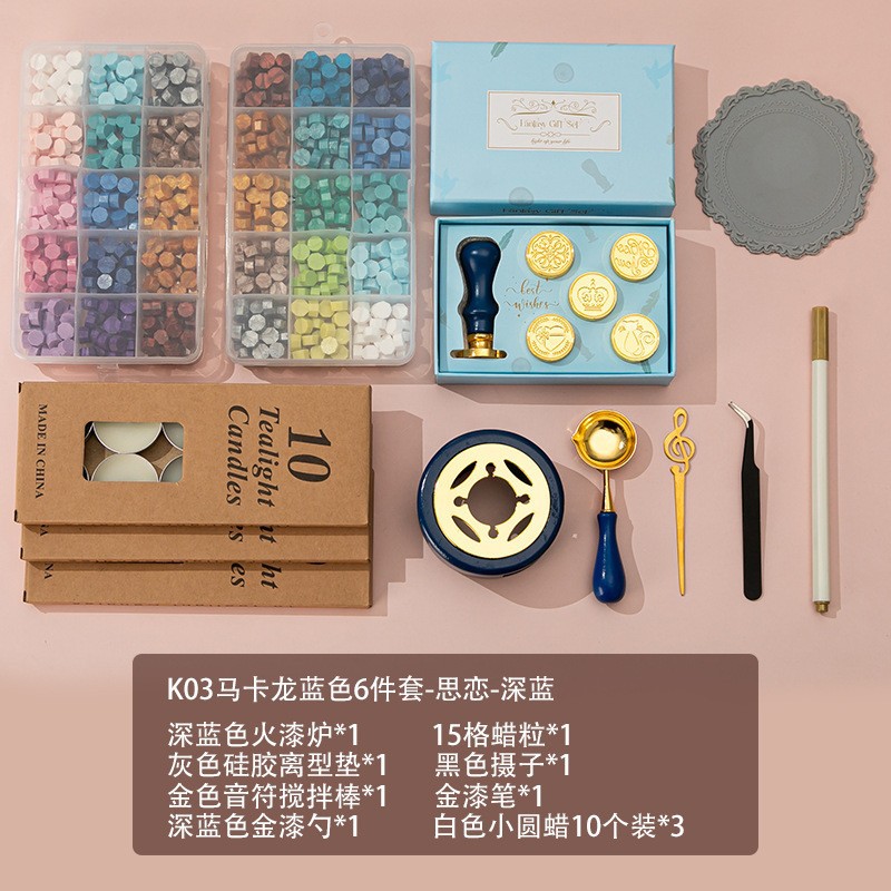 Nuevo macaron fuego pintura cera grano horno sello mano cuenta Día de San Valentín cumpleaños regalo fuego pintura sello conjunto completo al por mayor