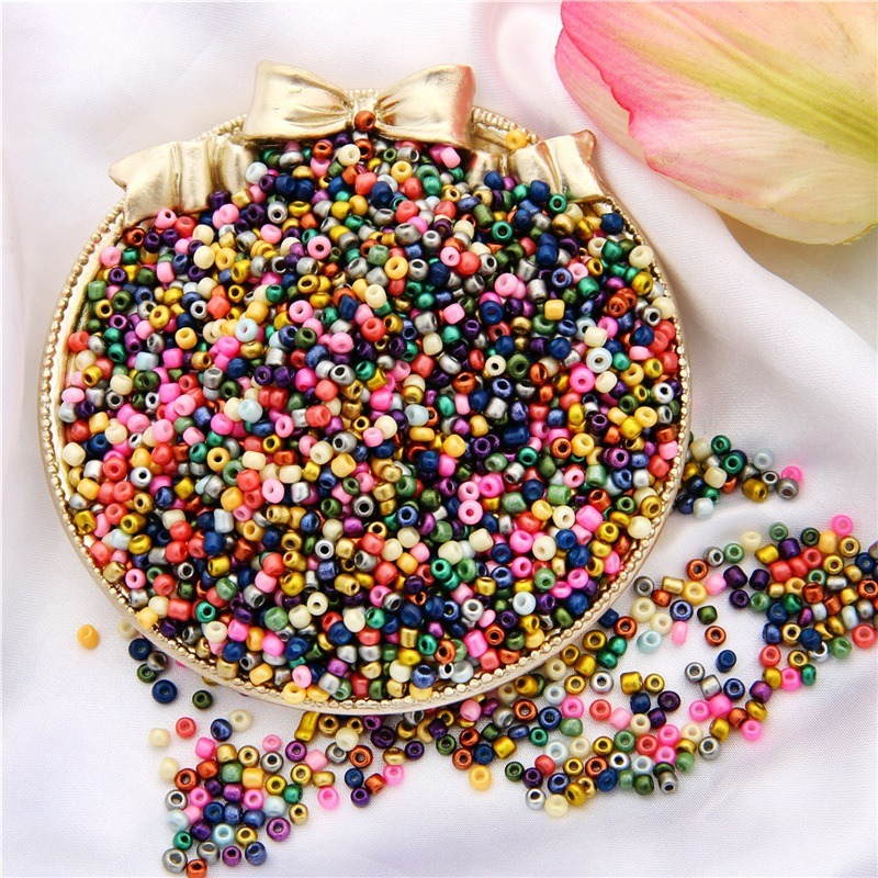 30克3mm彩色珠光烤漆玻璃米珠手工diy串珠戒指饰品手链项链材料包
