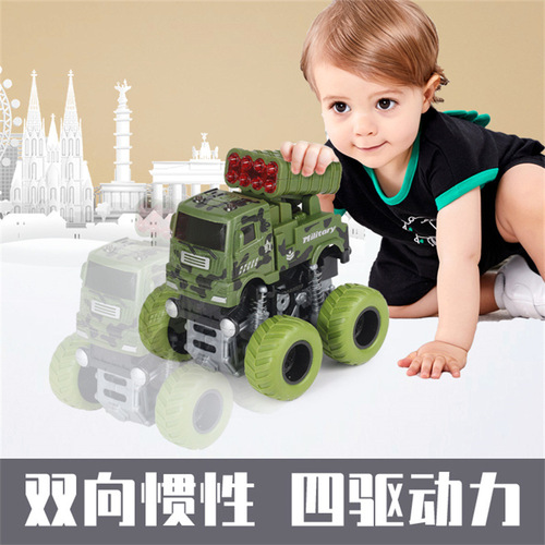 Cross-border children's inertia toy car simulation military car car stunt spin pull-back car boy and girl toys