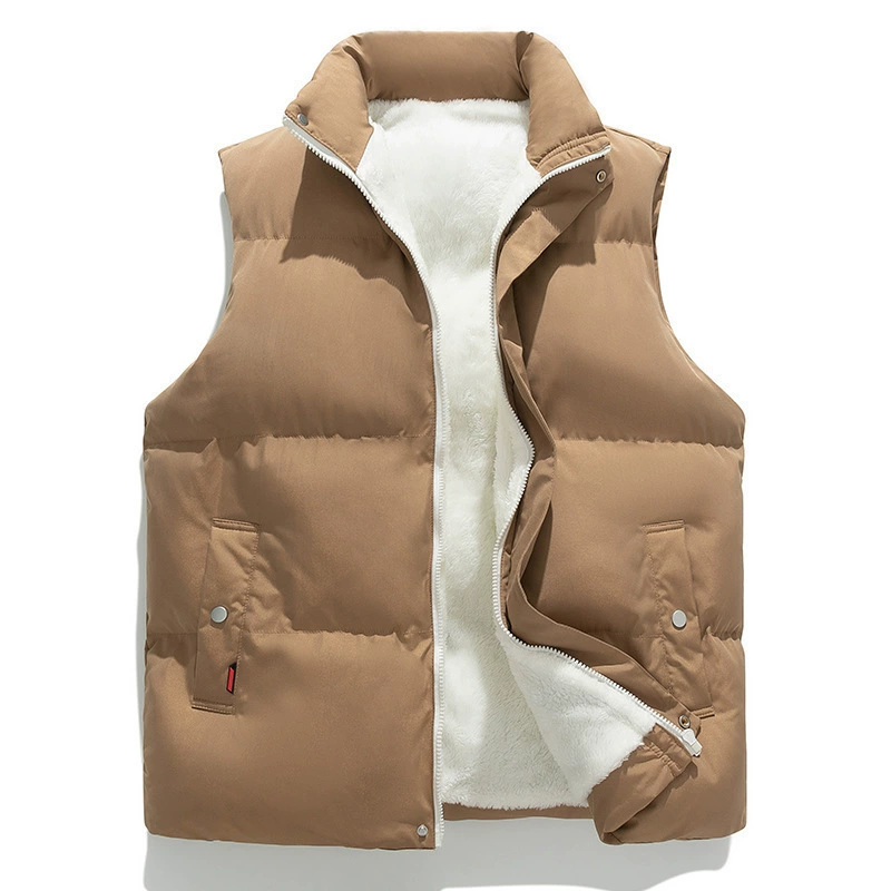 Новый хлопковый жилет мужской зимний бархат толстый плечевой воротник мужской куртка хлопчатобумажный теплый жилет без рукавов