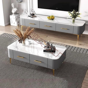 Coffee Table for Living Room Combination Coffee Table Tv Cabinet Installation-Free Fully Assembled Coffee Table with Drawer Small Apartment Soft-Packed Coffee Table
