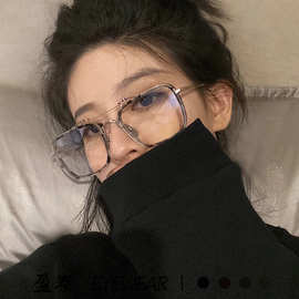 新款复古双梁防蓝光平光镜韩版网红tb同款方框眼镜架可配近视眼镜