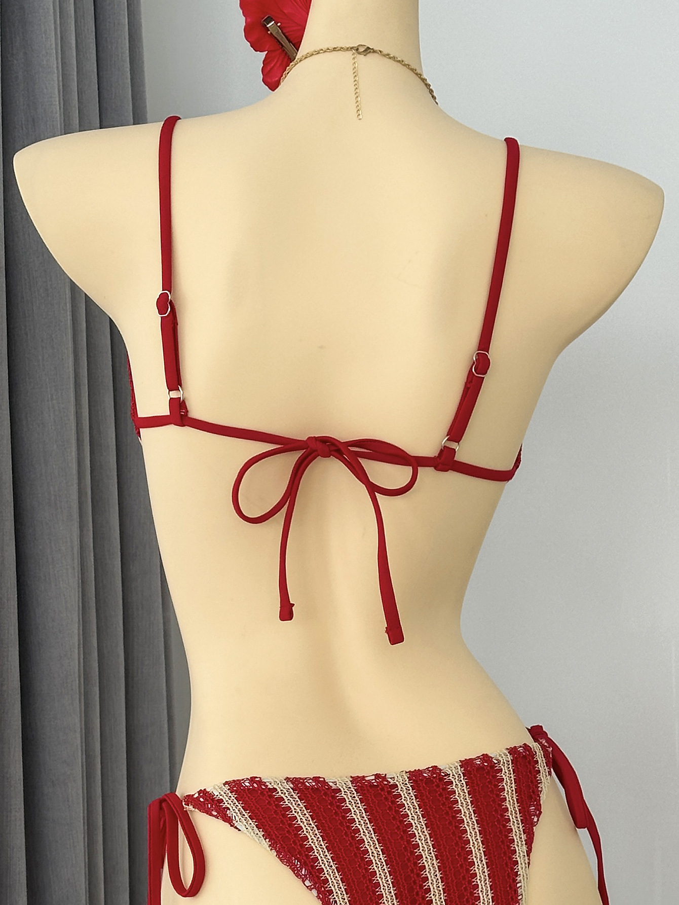 Gestreiftes Bikini Set Damen, 4-teilige Bademode Für Den Strand_voghion.com