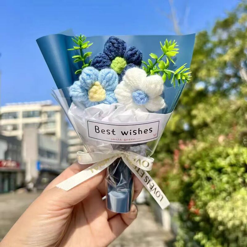 迷你毛线花仿真清新小花束生日送妈妈母亲节小礼物伴手礼搭配520|undefined