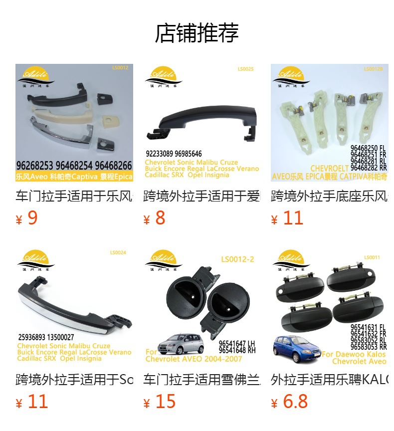 Inner handle for Chevrolet Lefeng CHEVROLET AVEO G3 T250 96462709 96462710