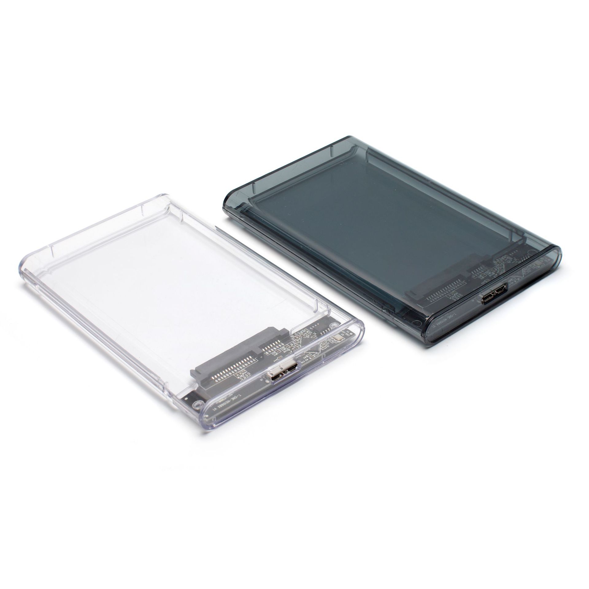 Carcasa para disco duro móvil de 2,5 pulgadas, transparente, blanco-gris, externa, SATA, mecánica, para unidades de estado sólido (SSD), para escritorio