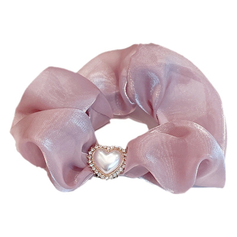 Corea del Sur Dongdaemun mismo estilo perla seda tela anillo cabeza cuerda japonés Hada amor intestino grueso anillo pelo cuerda al por mayor