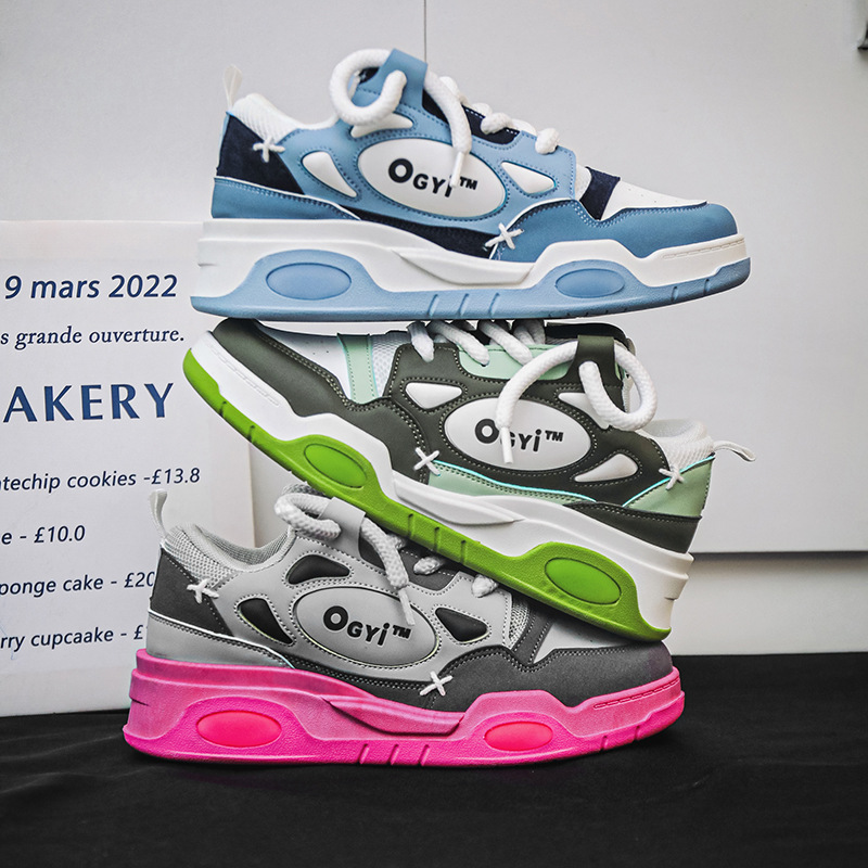 2024 efterår nye par far sko herre lave top tykke såler højdeøgende casual sko niche sneakers herre ét stykke levering_voghion.com