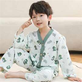 黁白新款儿童云朵棉睡衣女春秋季男童宝宝家居服套装长袖卡通空调