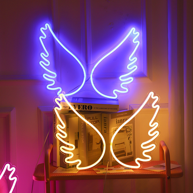 LED neon lights Net red room layout Christmas lights bedroom atmosphere creative decoration ins lights Angel wings