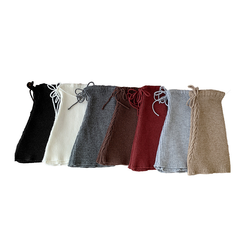 Scaldamuscoli Bootshang Calzini con coulisse in cotone per donna Autunno e inverno Calzini spessi e caldi in pile Calzini grigi in maglia di vitello_voghion.com