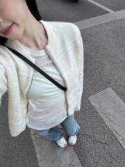 早秋穿搭上衣白色慵懒毛衣开衫外套女秋冬拉链宽松别致外搭针织衫