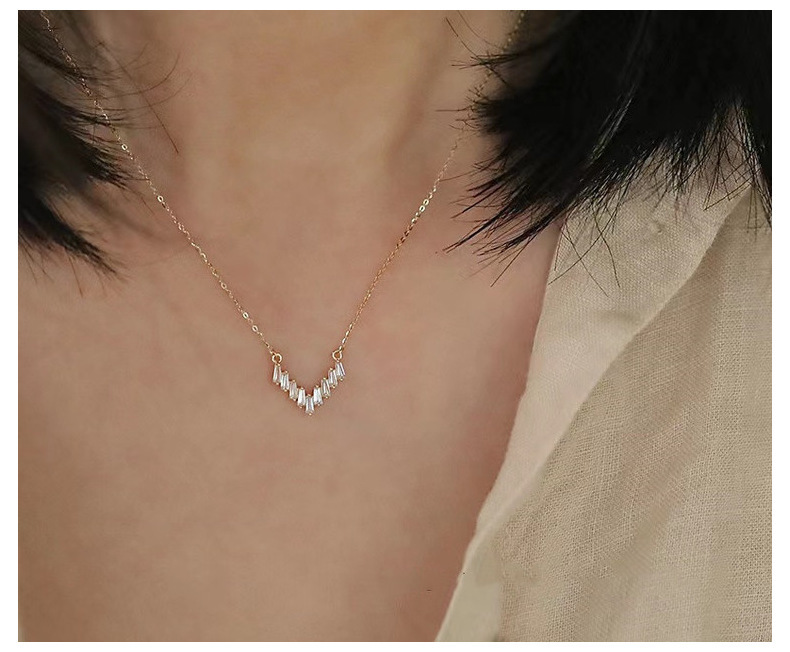 925 Sterling Silver Zircon Cable Chain Inlay Geometric Necklace display picture 6