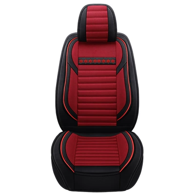 Linen Full Coverage Car Seat — Seat cushion, seat cover - black-and-red-single-seat