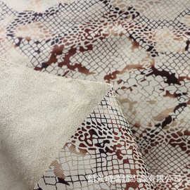 蛇纹pu皮料印花蛇纹皮革服装布料麂皮绒彩色蟒蛇纹皮料面料